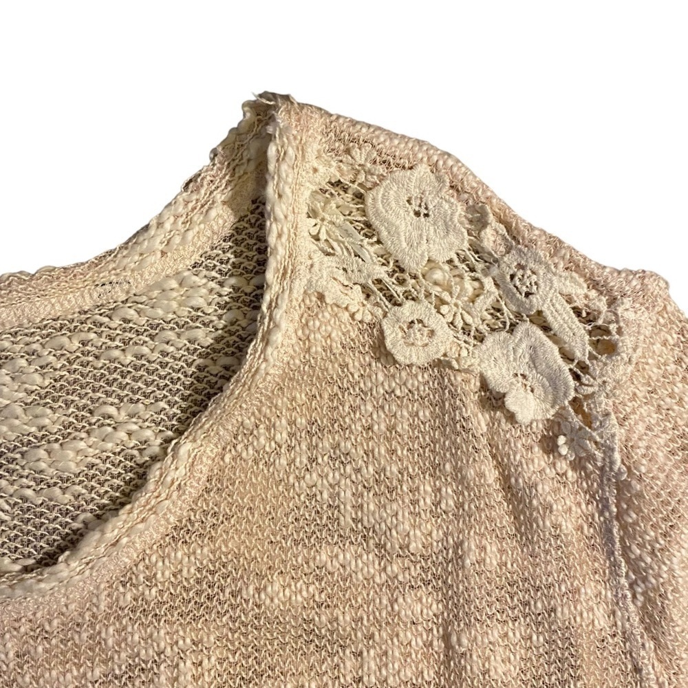 JESSICA SIMPSON Plus Size Lace Trimmed Slub knit LS Woven Sweater Tunic Top 2X - Picture 4 of 8
